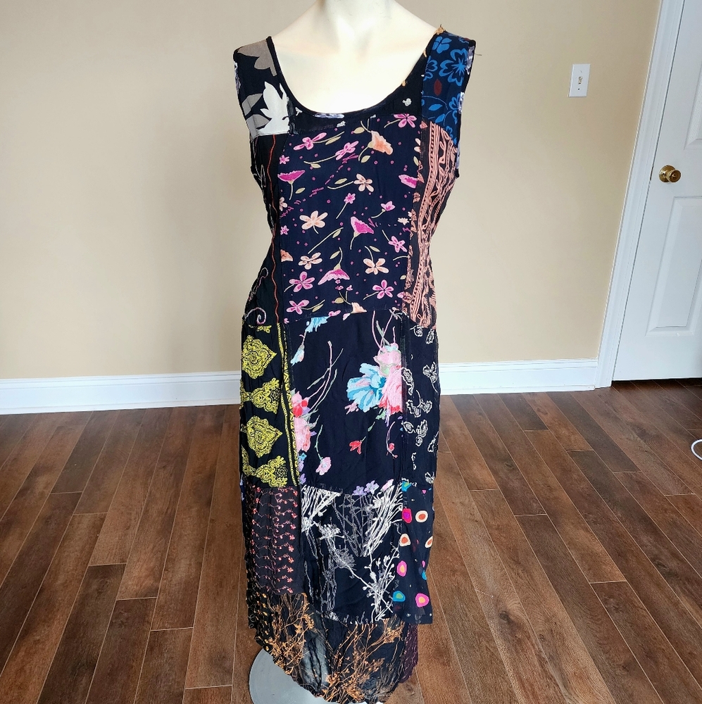 Vintage Patchwork Boho Maxi Dress size M/L